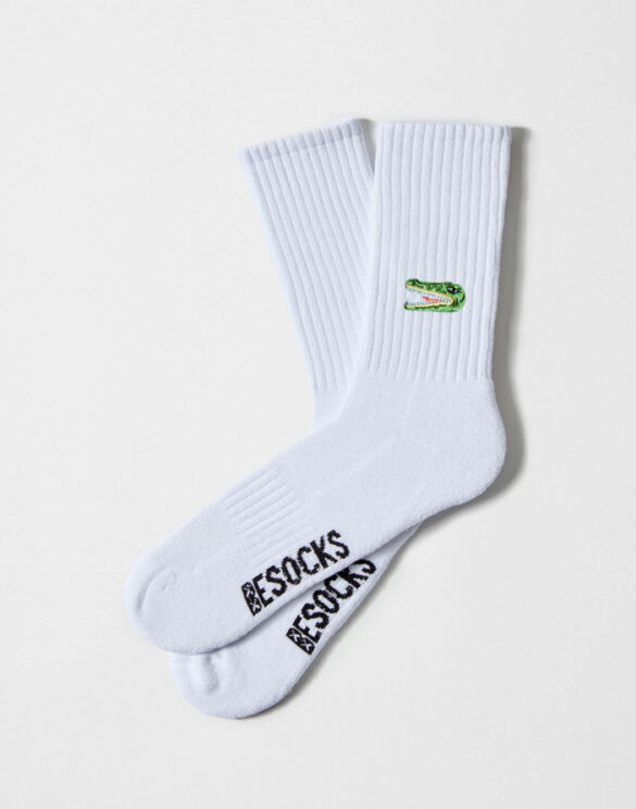 BeSocks Accessories Socks BeCrocodile White Embroidery Street Socks BeCrocodile White