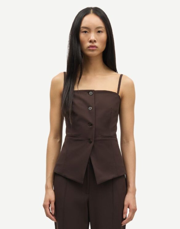 Samsøe Samsøe F25400016-BLACK COFFEE } Saclo Top Black Coffee Women Blouses and tops