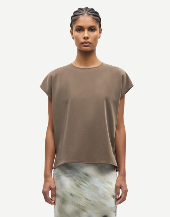Samsøe Samsøe F26100021-MAJOR BROWN } Sahoy Top Major Brown Women Blouses and tops