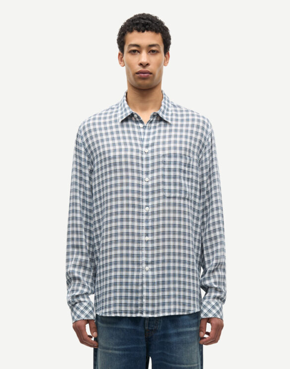Samsøe Samsøe M25100051-BLUE CH. } Saryan J Shirt Blue Check Men Shirts