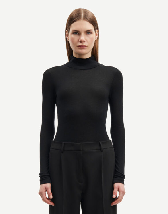 Samsøe Samsøe F10000054-BLACK } Sadou Turtleneck Shirt Black Women Blouses and tops