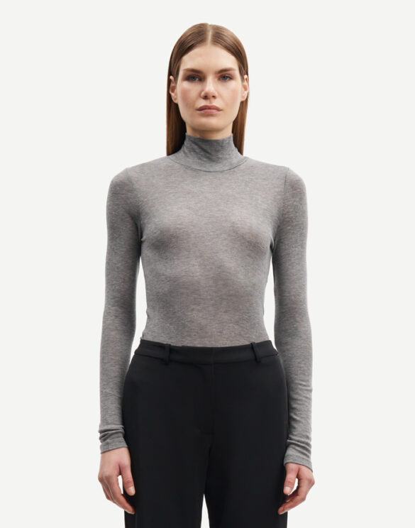 Samsøe Samsøe F10000054-GREY MEL. } Sadou Turtleneck Shirt Grey Melange Women Blouses and tops