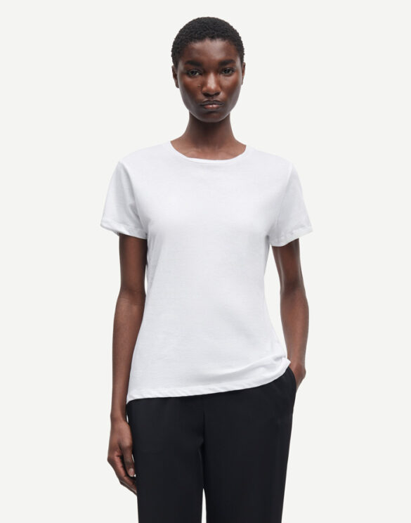 Samsøe Samsøe F00012050-WHITE } Solly Tee Solid White Women T-Shirts