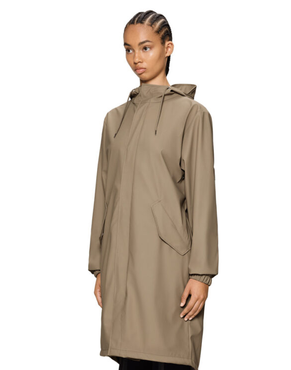 Rains 18140-133 Beige Fishtail Parka Beež Vihmamantel Meeste riided Naised Ülerõivad  Vihmajakid