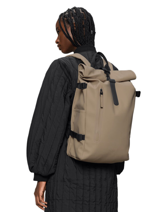 Rains 14590-133 Beige Rolltop Rucksack Large Beige Seljakott   Kotid