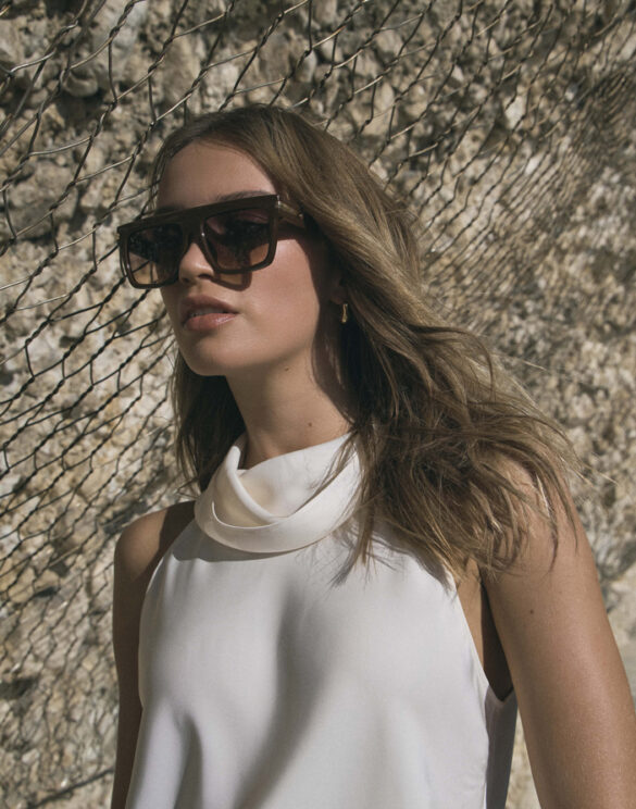 Le Specs Offside Dark Cocoa Sunglasse lifestyle image