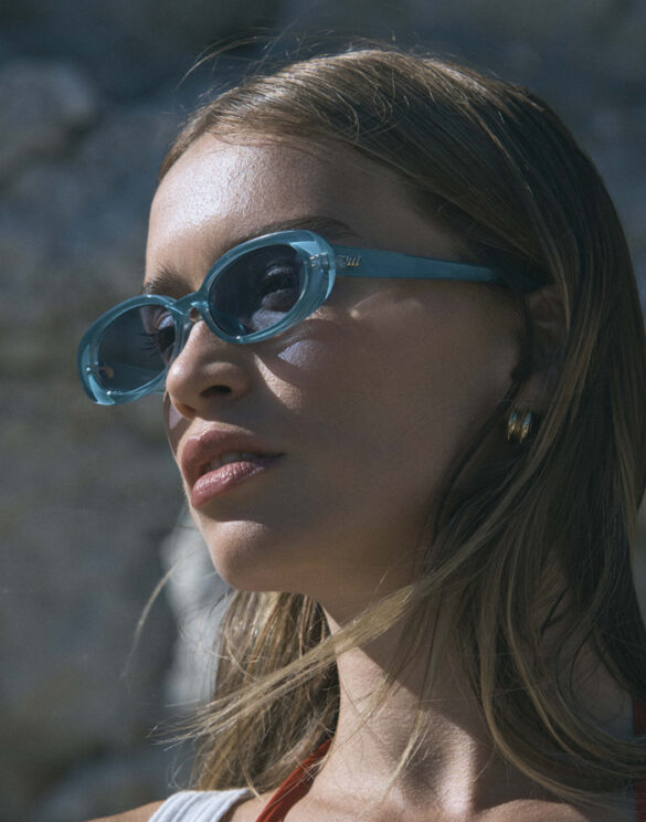 Le Specs Outta Love Blue Pearl Wide Fit Sunglasses lifestyle image