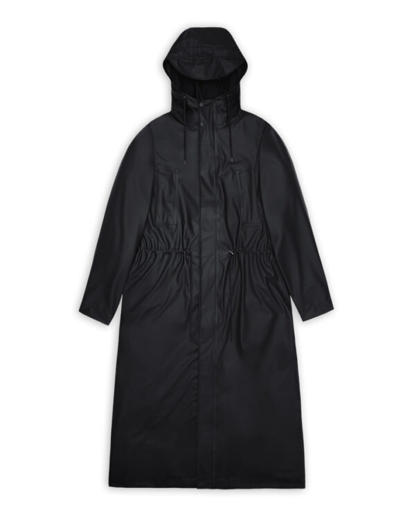 Rains 12120-01 Black Bold Longest Jacket Black Men Women  Outerwear Outerwear Rain jackets Rain jackets