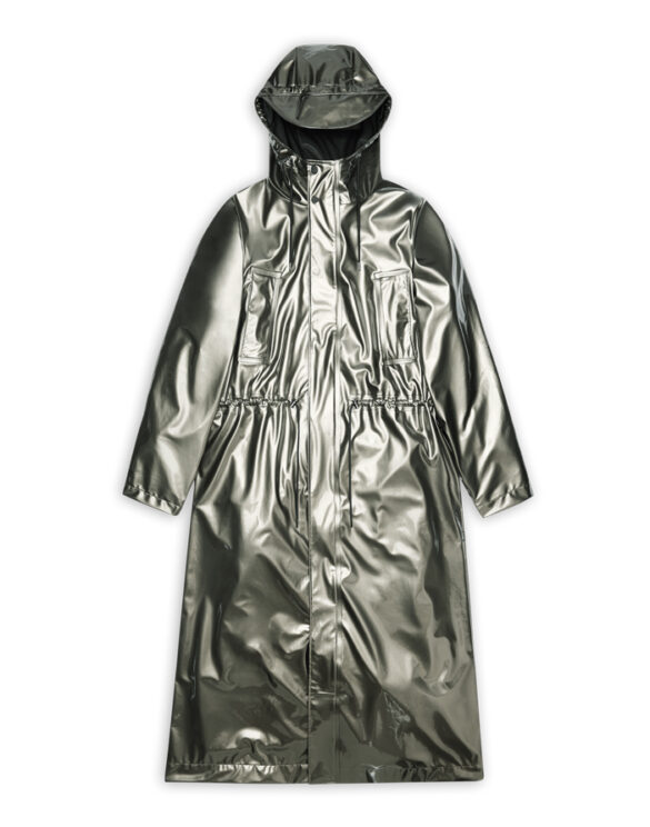 Rains 12120-150 Raven Bold Longest Jacket Raven Men Women  Outerwear Outerwear Rain jackets Rain jackets