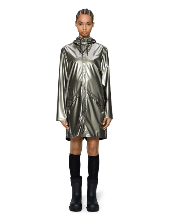 Rains 12020-150 Raven Long Jacket Raven Vihmajakk Meeste riided Naised Ülerõivad  Vihmajakid