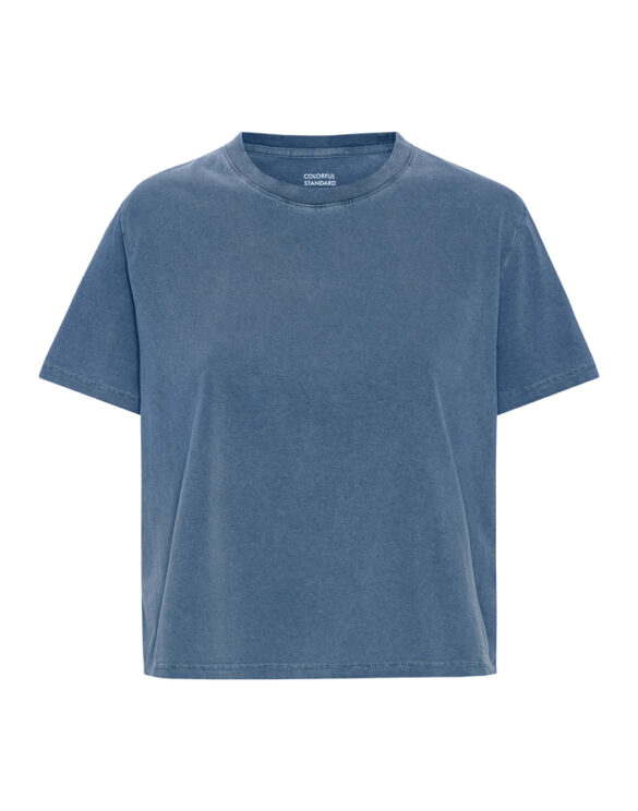 Colorful Standard Women T-Shirts Organic Boxy Crop Tee Faded Indigo CS2057-Faded Indigo