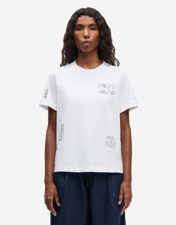 Women T-Shirts Sacamino SS T-Shirt White Scribbles F26200066-WHITE SCRIBBLES