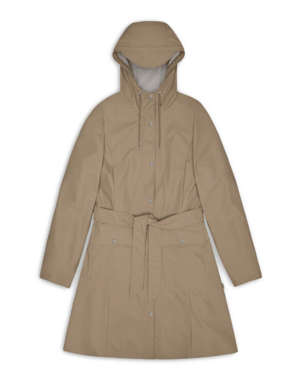 Rains 18130-133 Beige Curve Long Jacket Beige Women   Outerwear  Rain jackets
